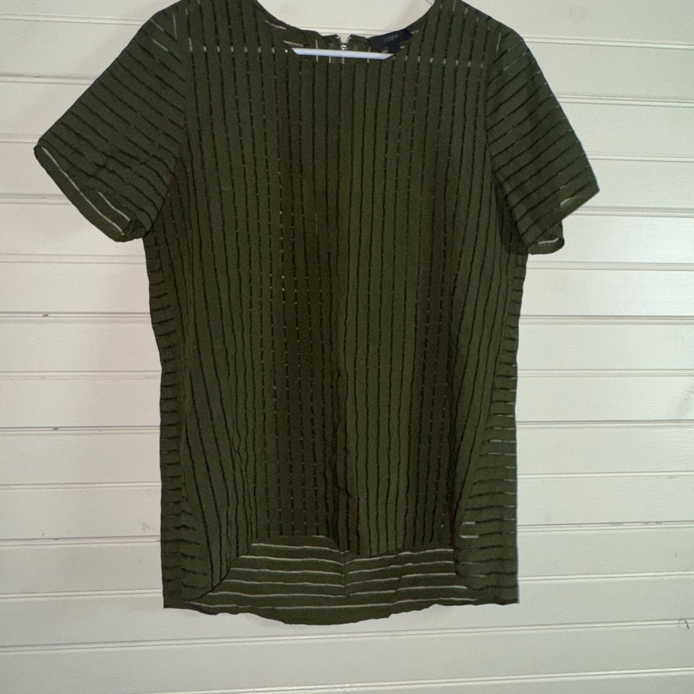 J. Crew Olive and Black Striped Top
